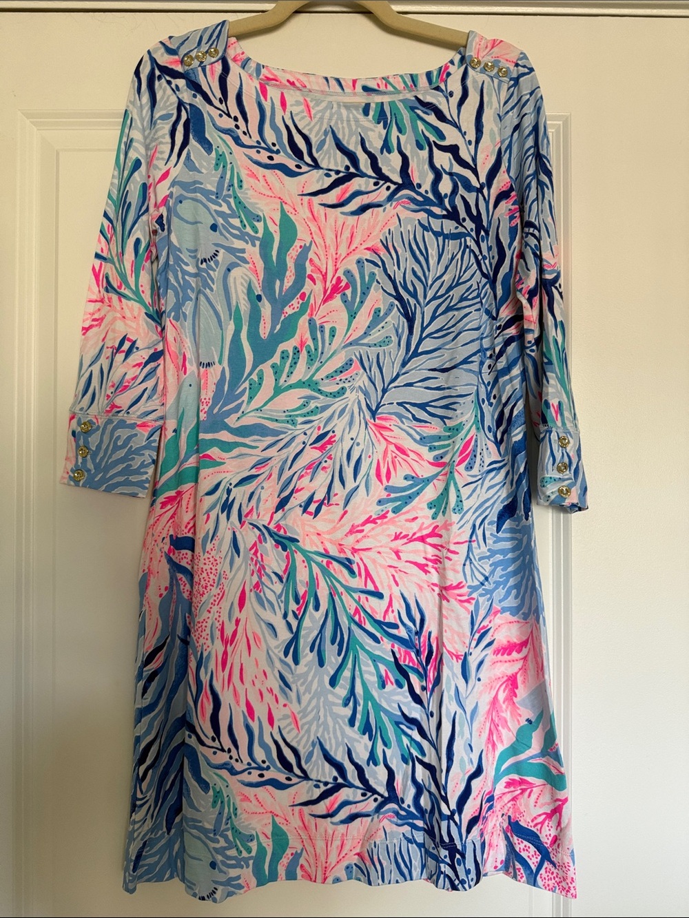 Lilly Pulitzer UPF 50+ Sophie Dress Kaleidoscope Coral - Size M